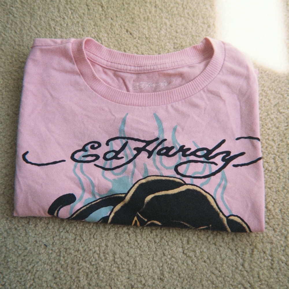 Ed Hardy Pink Graphic T-Shirt